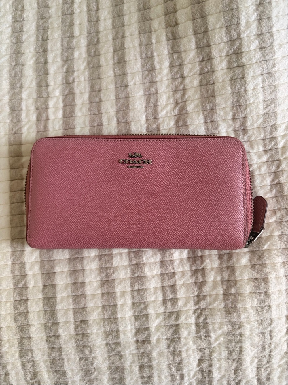 Coach Rose Pink Zip-Around Saffiano Wallet